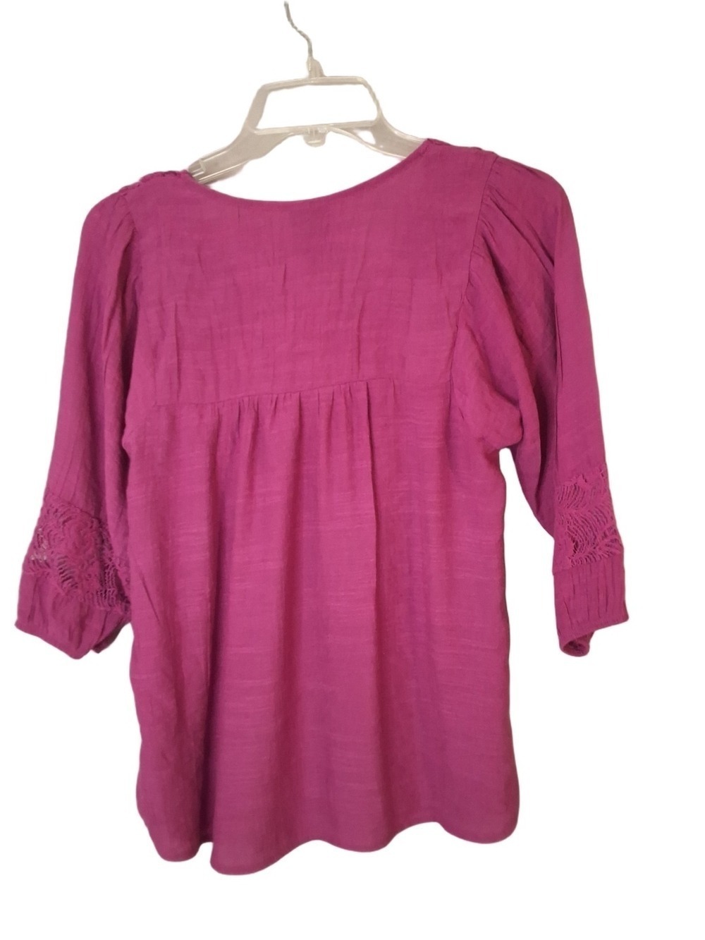 Bobeau Petite Magenta Crochet Lace Boho Blouse Petite Small - Picture 3 of 7